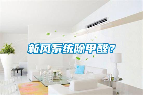 新風係統除甲醛？